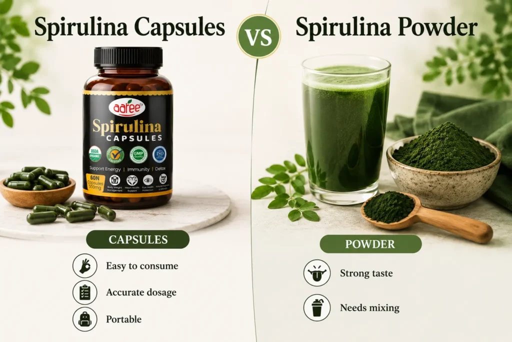 spirulina capsules vs spirulina powder comparison