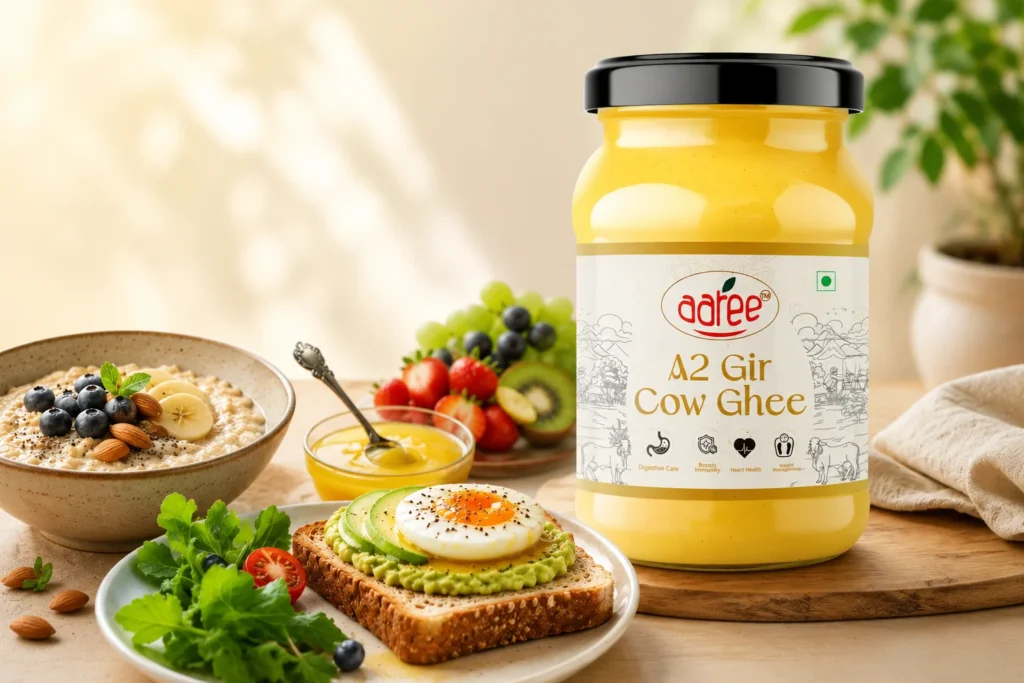 A2 ghee for weight loss paired with foods
