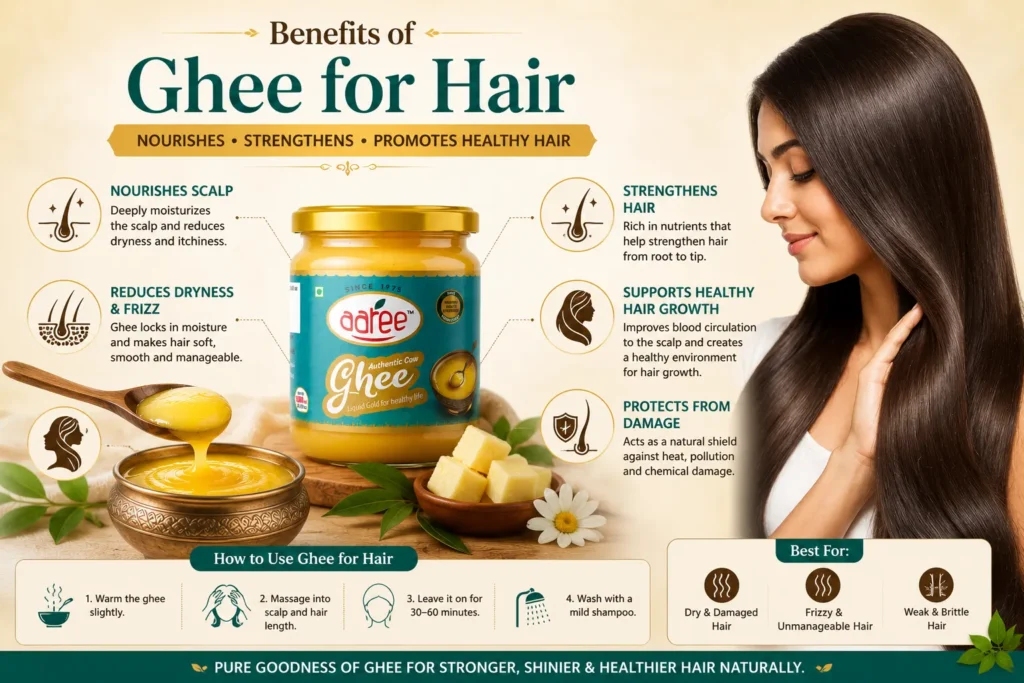 Ghee for healthy hair with shine, softness, and scalp nourishment
